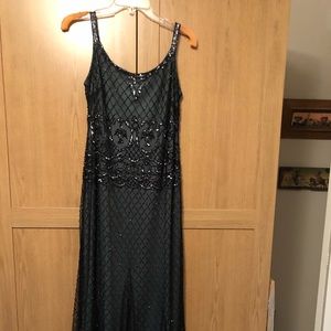 Black sequin/ beaded full length cocktail dress